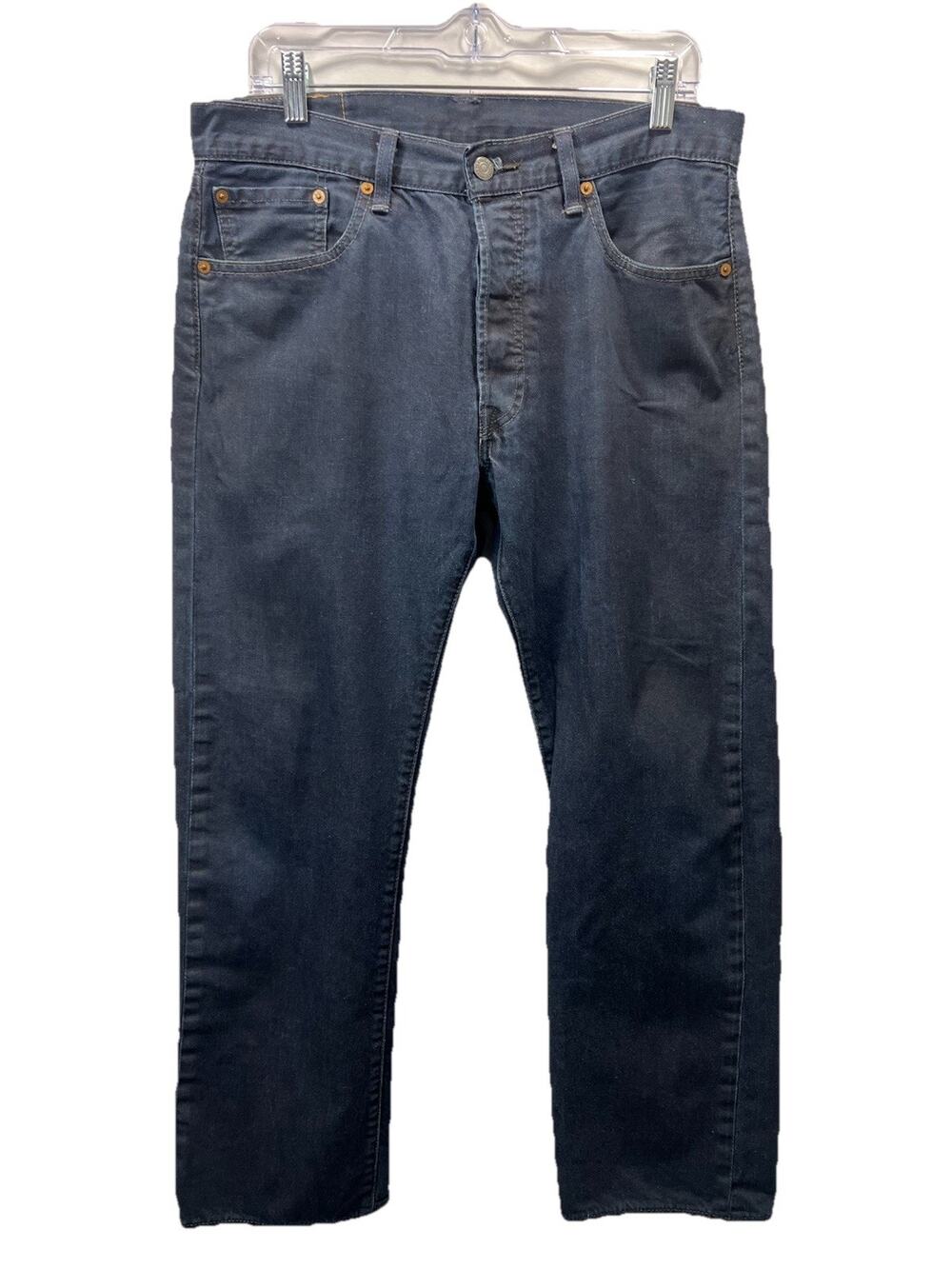 Levi’s 501 Button Fly Men’s Dark Blue Denim Jeans 34x30 Pockets Straight Leg